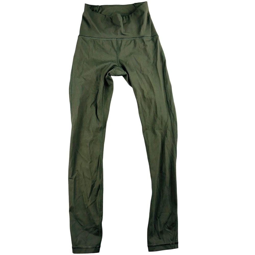 Lululemon Leggings Womens 2 Green High Rise Nylon Lycra Solid Athletic Yoga Run